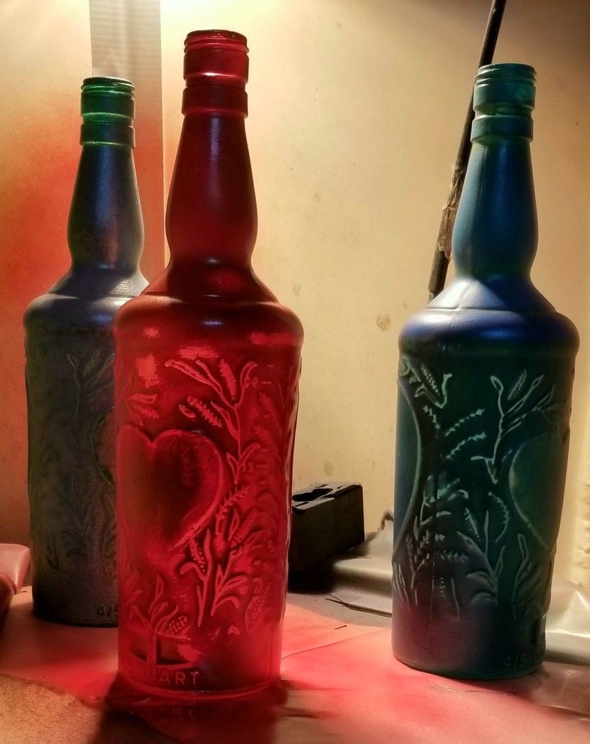 Antique Painted Liquor bottles 