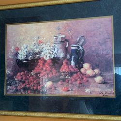 Large Framed Wall Art – Elegant Still Life Painting w/ Gold Frame – Perfect Condition