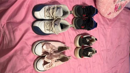 Lot of 4 Kids Sneakers Jordan Converse Vans