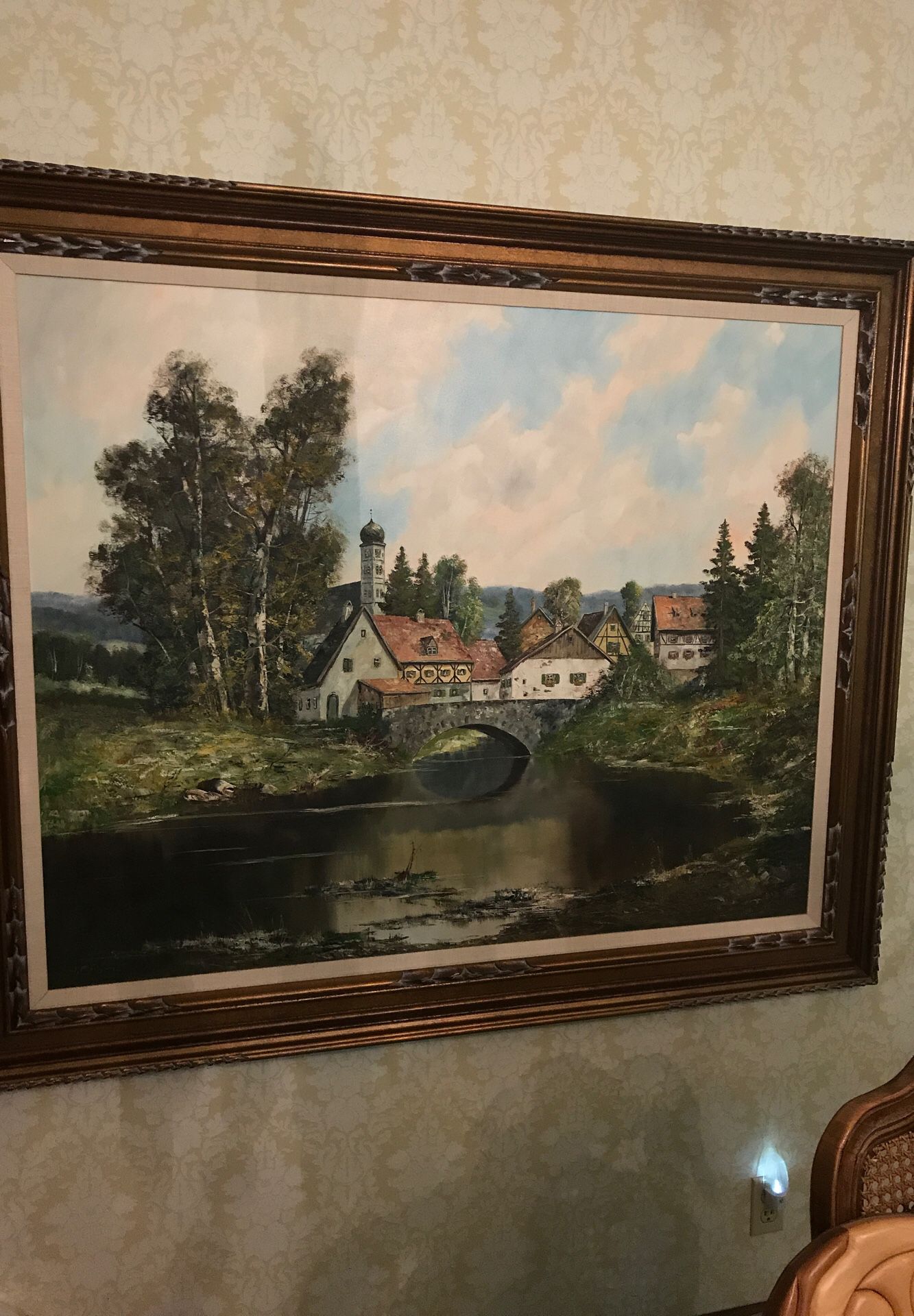 Bavarian Village Scene oil on canvas