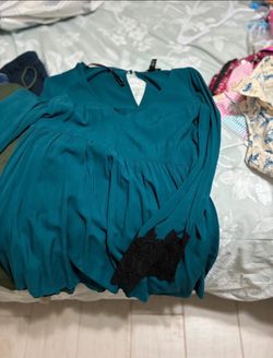 Teal Long Sleeve Top with Lace Detail