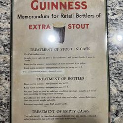 Guinness Memorandum Vintage Tin Bar Sign