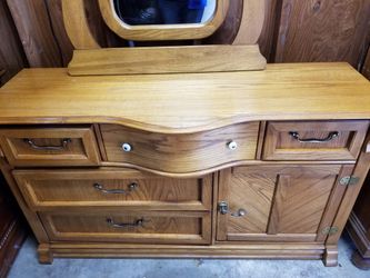 Hardwood dresser and mirror