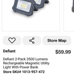 2-pack Recharchaeble  Magnetic Utility Light with Power Bank (Have 25)