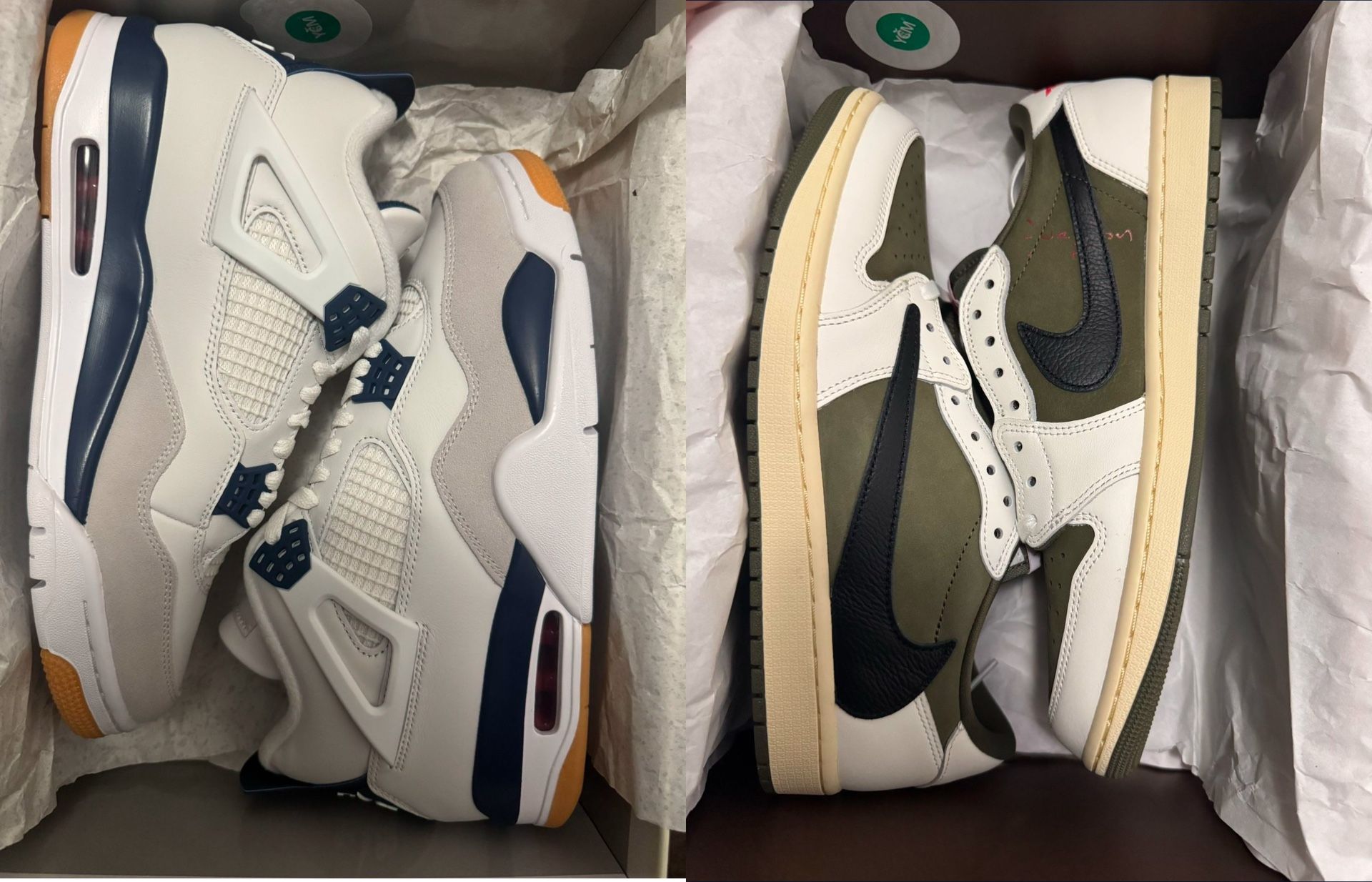 Jordan 4 Sb Navy & Jordan 1 Medium Olive Travis Scott Both Size 10 Both Brand New Both Have Box/lid Damage 