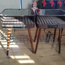 Two Side Tables With Outlets N USB Connection 24×12 New 