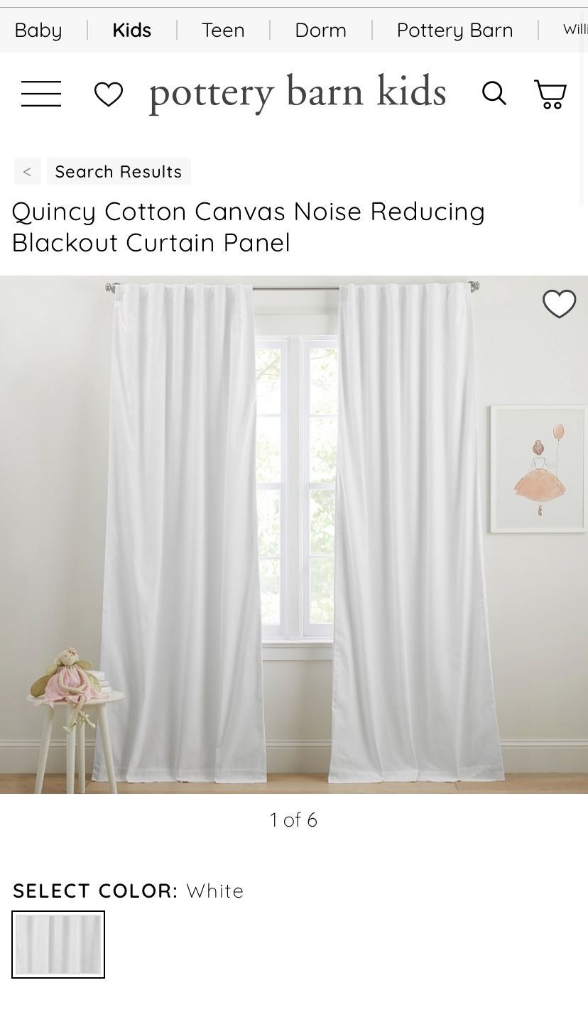 Pottery Barn Kids - Quincy Cotton Canvas Noise Reducing Blackout Curtains - 84” - 2 Panels