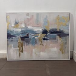 Abstract Canvas Wall Art - Modern Neutral Tones with Gold Accents