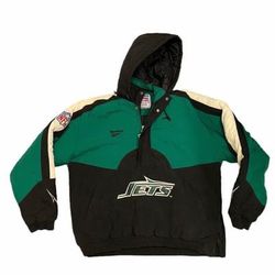 Vintage New York Jets Pro line Half Zip With Hoodie Pullover Jacket Size Medium #h2