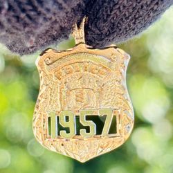 14K Gold Vintage Police Badge New Jersey Pendant 1957