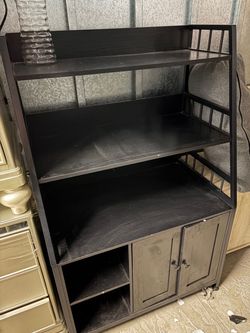 Black Wood kitchen storage shelves with Cabinet