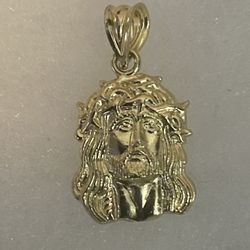 10k Real Gold Jesus Head Pendant Charm
