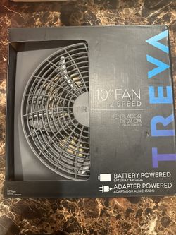 Treva Desk Fan 10” 2 Speed - Battery and Adapter Powered