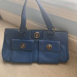 Marc Jacobs Long Blue Satchel With Double Front Pockets Great Condition!