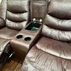 Ashley’s Love Seat Recliner Leather Couch 