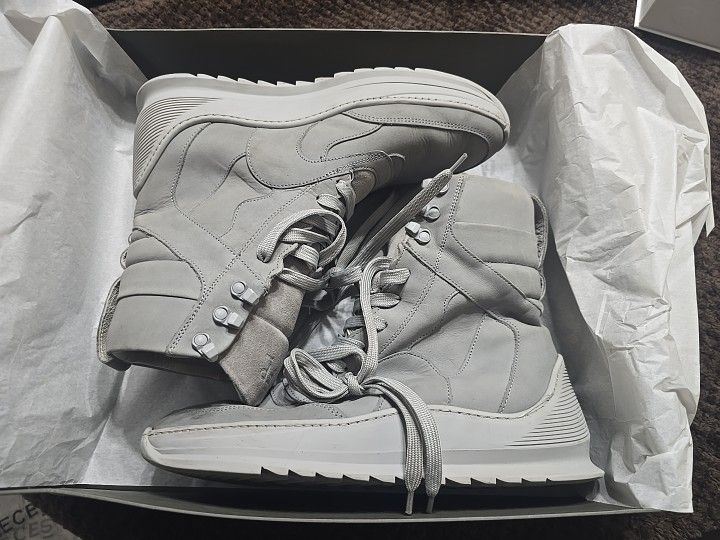 Filling Pieces Peak Heel Cap Boots Gray Leather Size 9