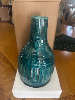 Teal Glazed Ceramic Decorative Vase