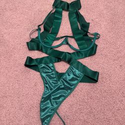 New large green bodysuit lingerie panty stretchy cut out