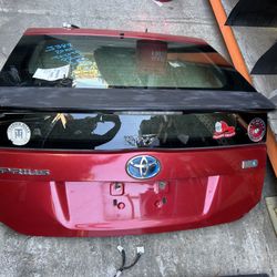Red Toyota Prius Trunk Lid Assembly, 2010 , W/ wipers, rear view camera  2010 to 2015 