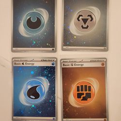 Pokemon TCG Cards S&V 4x HOLO Foil Cosmos Basic Energy Cards - NM! Water Steel..