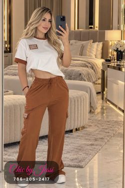 Miu Miu Women's Two-Piece Crop Top and Cargo Pants Set