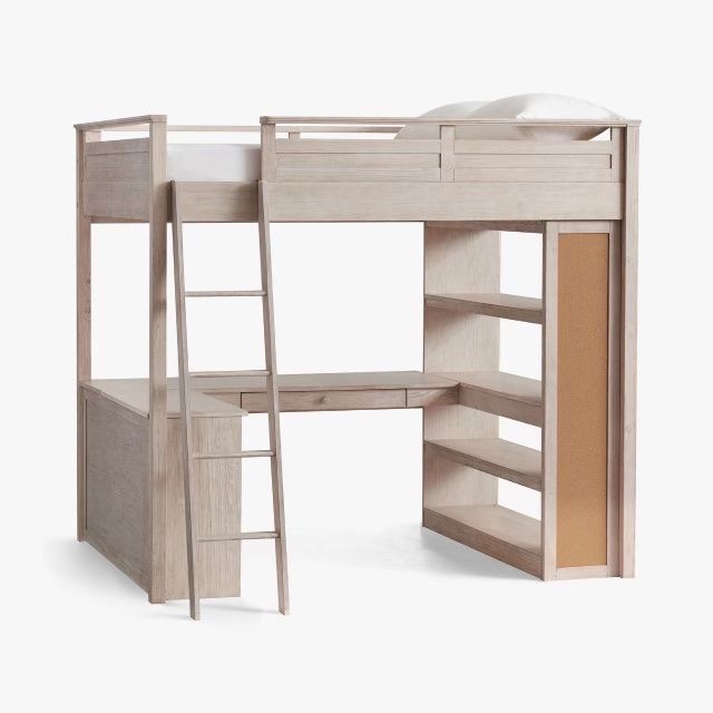 Pottery Barn Full Loft Bed Over Desk (White)