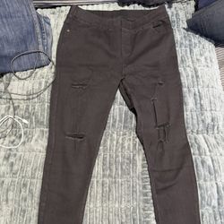 XL Black Ripped Skinny Jeggings 