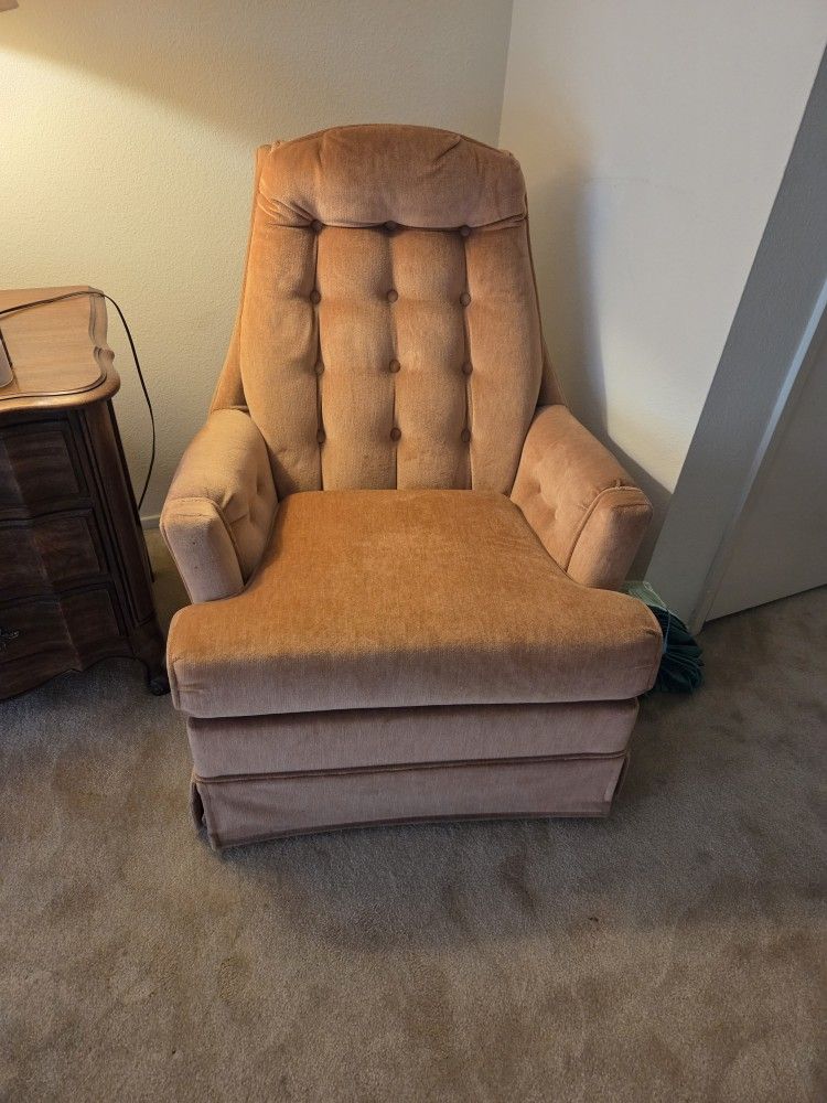 Estate Sale - Mid-Century Pink Crushed Velvet Swivel Chairs