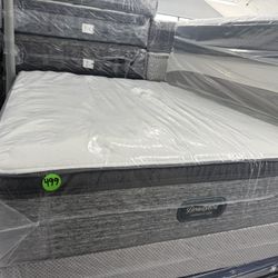 QUEEN SIZE SIMMONS BEAUTYREST HARMONY LUX PILLOW TOP MATTRESS & BOX SPRING BED SET