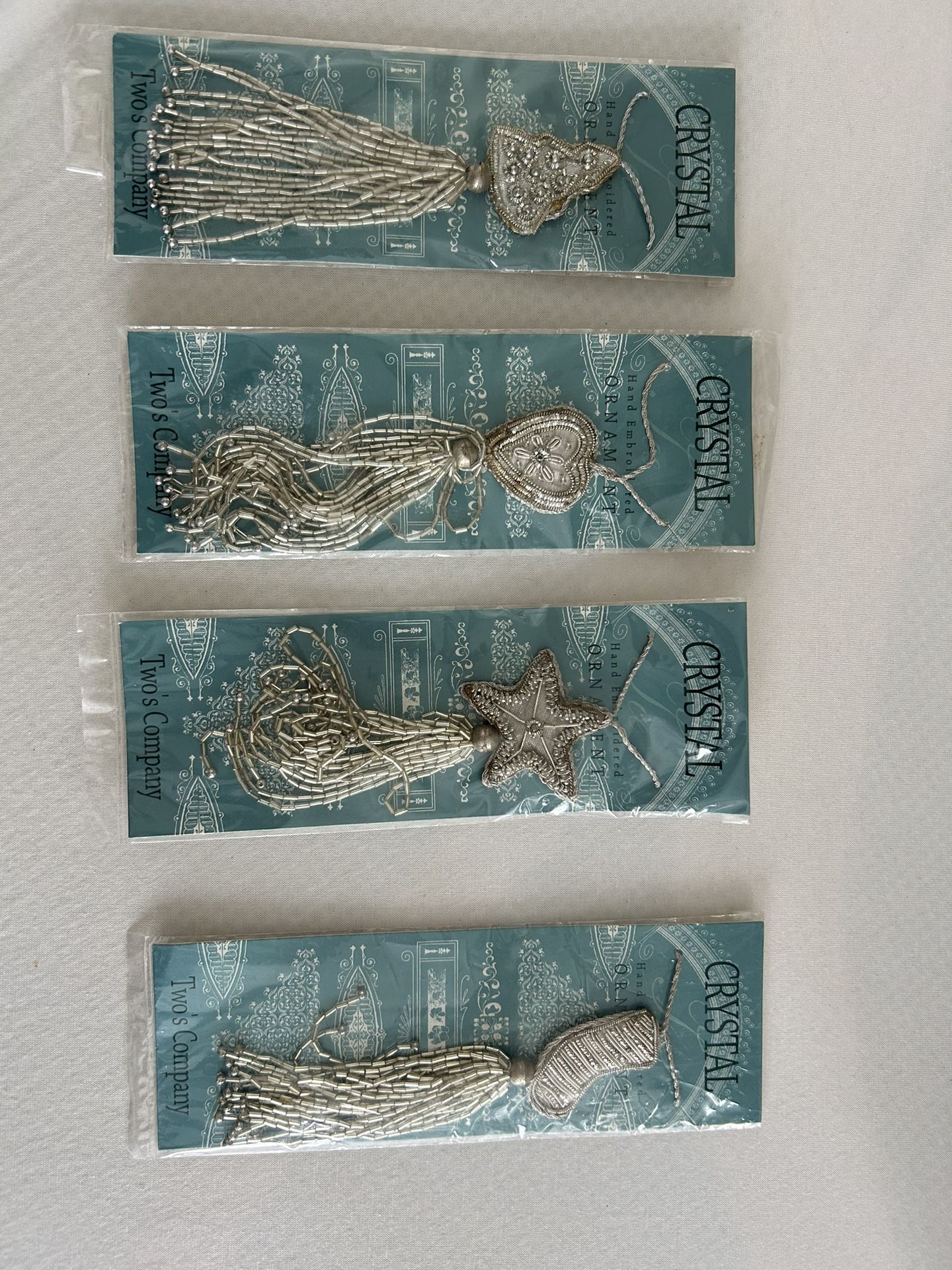 12 Twos Company Hand Embroidered Ornaments