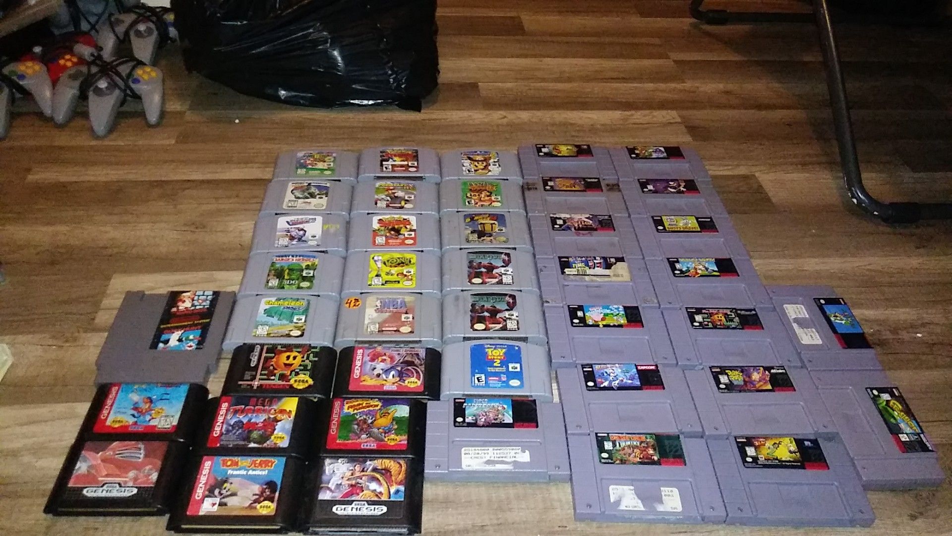 Nintendo 64 games, Sega genesis games, Super Nintendo games.