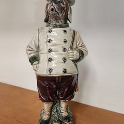 B&L German Majolica Figural Dog Bottle