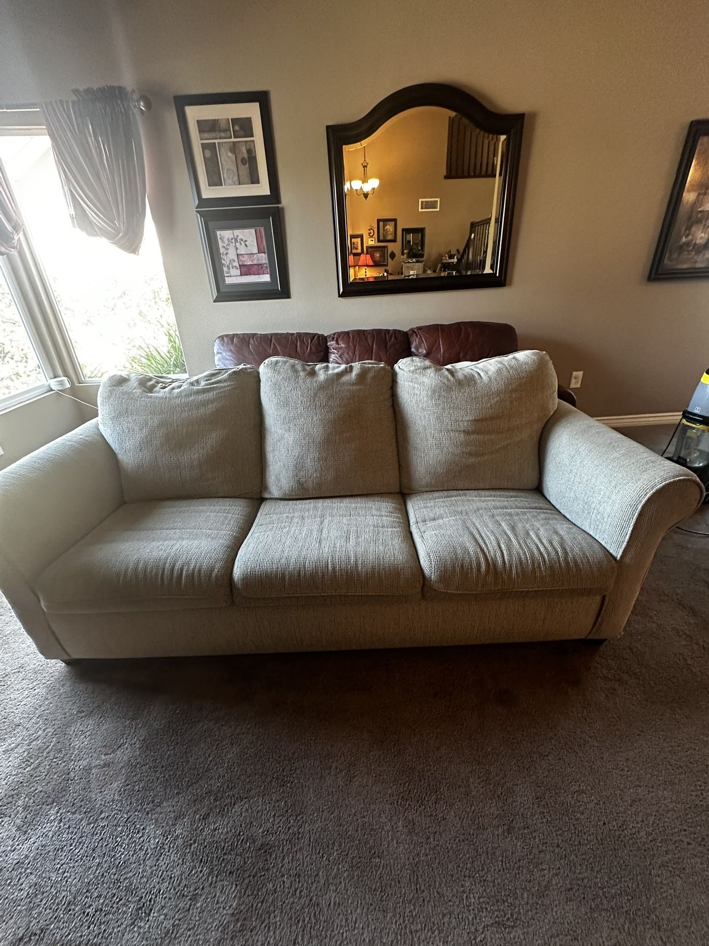 Beige Tweed Sofa Sleeper 93”long X 37”deep