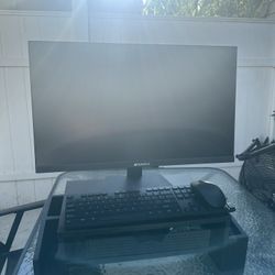 Monitor, Monitor Stand, Wireless Keyboard + Mouse