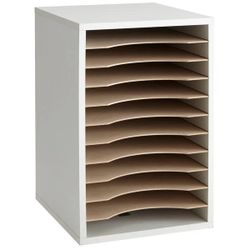 Safco 9419GR 10 3/4" x 12" x 16" Gray 11 Compartment Vertical Desktop File Organizer