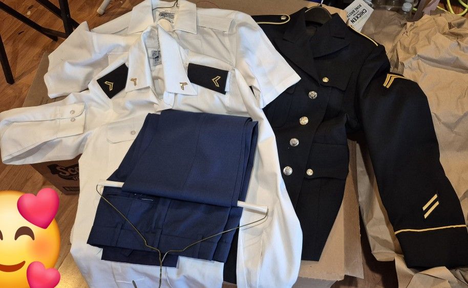 US Army Military Men ASU Uniform Coat Jacket NCO Pants Shirts White Long Short Sleeve Set Trousers Dress Blue