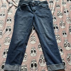 Dark wash high-waisted bootcut jeans 
