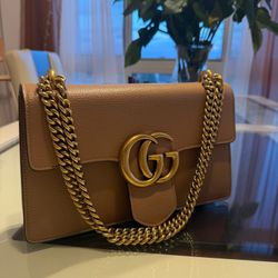 Gucci Brown Leather Chain Shoulder Bag excellent condition