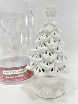 Yankee Candle Balsam & Cedar White Evergreen Tree Luminary Tea Light Holder