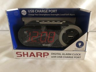 New SHARP digital alarm clock with USB CHARGE PORT / con puerto para cargar tu cell