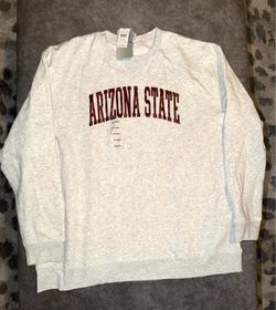 Arizona State Crewneck Sweatshirt in Light Heather Gray and Maroon (ASU) XXL