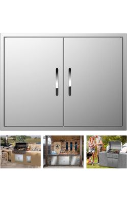 New in the box Outdoor Kitchen Doors 31W x 24H Inch, Double BBQ Access Doors 304 Stainless Steel for Outdoor Kitchen Cabinet Grill Station or BBQ Isla