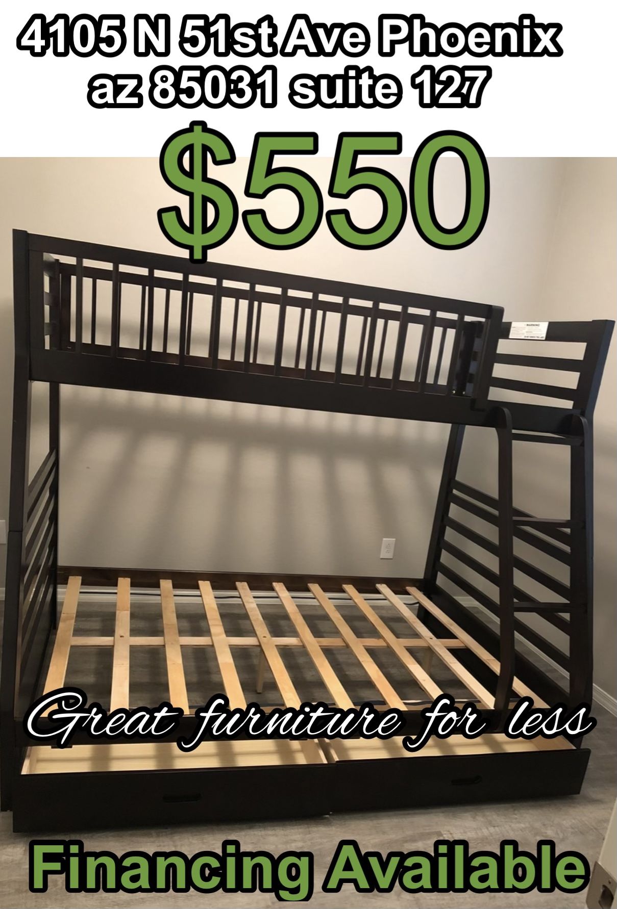 Bunk Bed Twin Over Full With Drawers Brand New