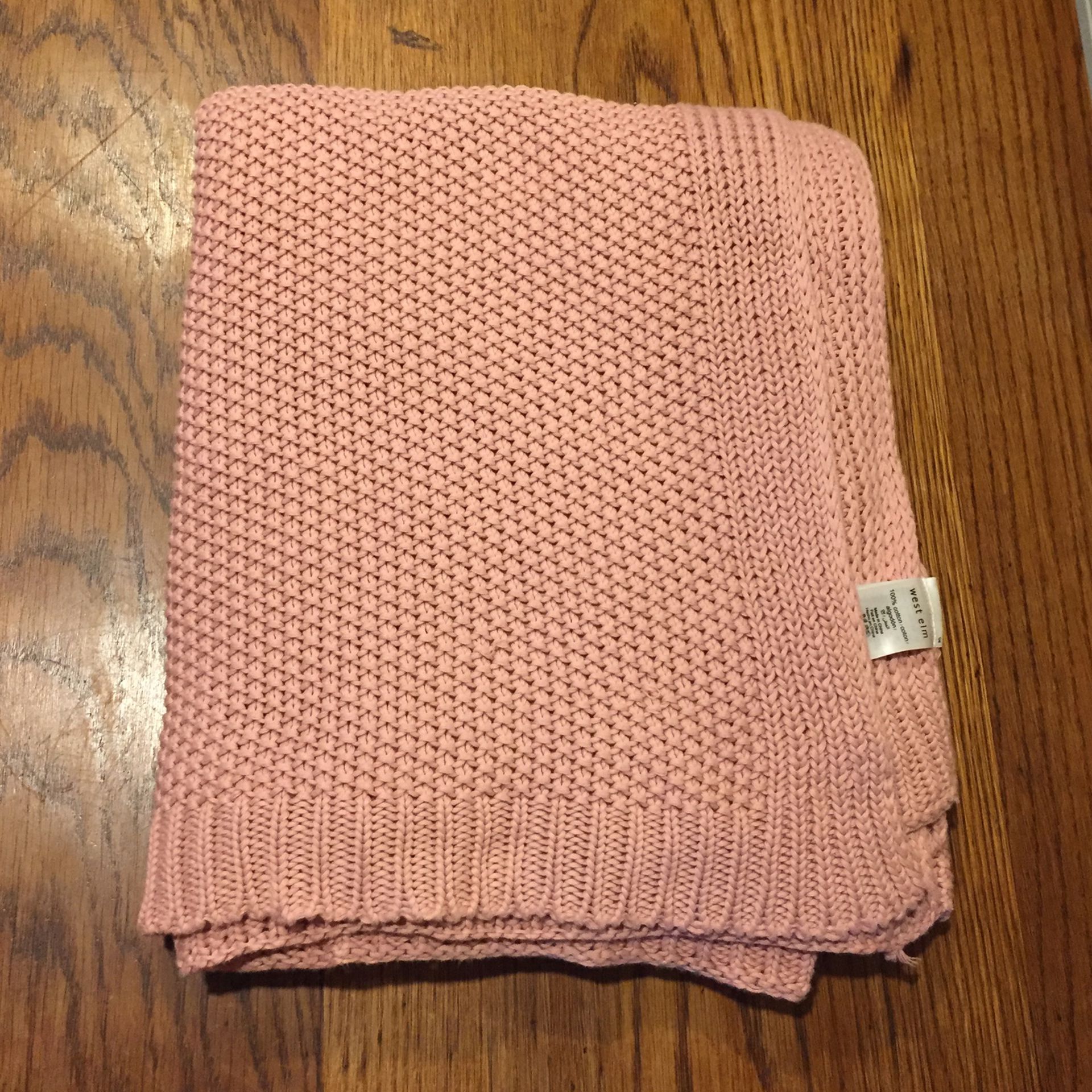 West Elm Cable knit Blanket Throw Mauve 