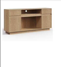 TV Stand, Fluted Wood TV Cabinet Fits TVs up to 70", TV Stands Entertainment Center- 64" Wide