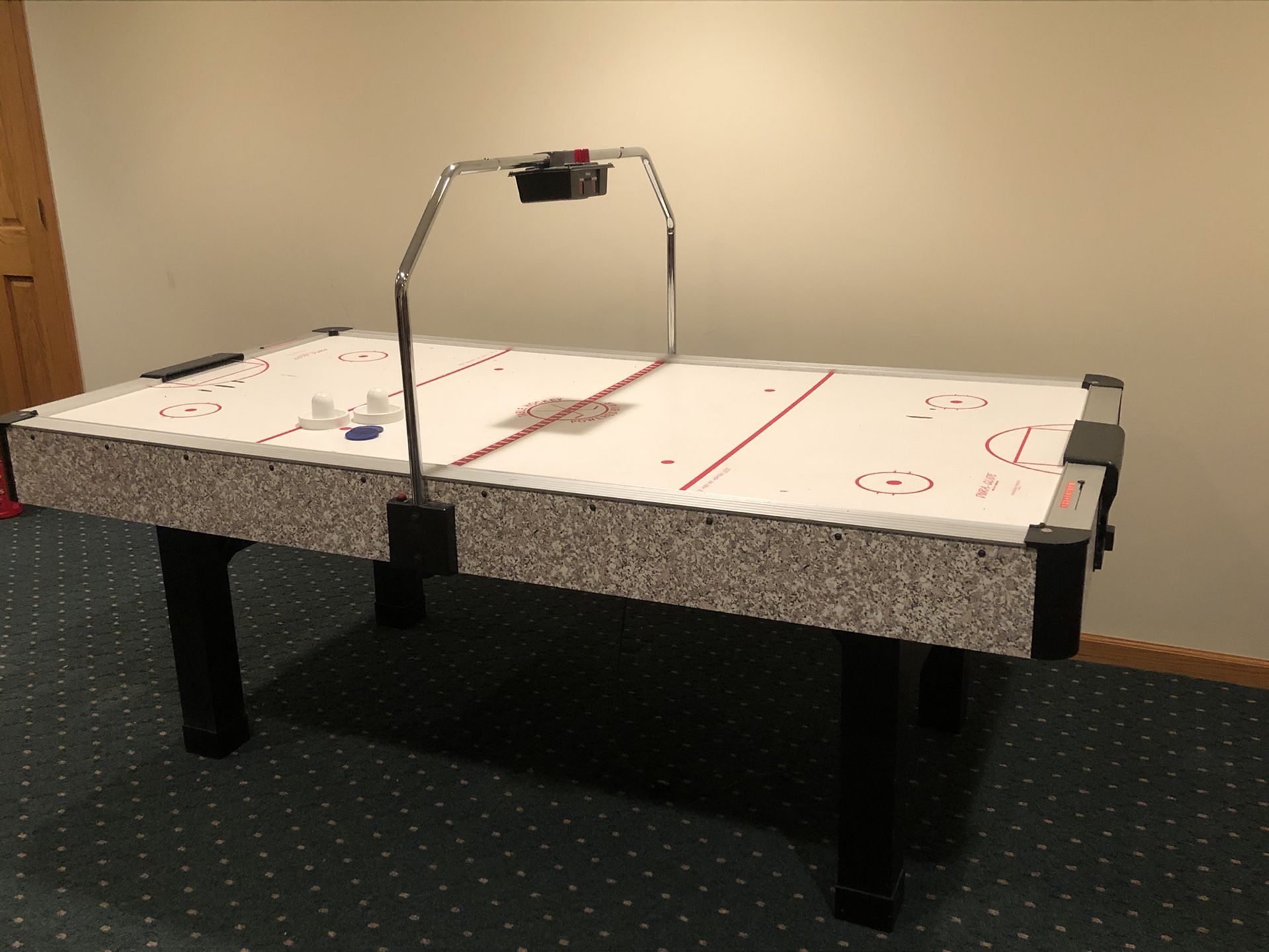 Dura Glide 7’ Air Hockey Table with electronic scoreboard