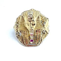 10Kt Yellow Gold CZ Pharaoh Ring 4.30g Size 6 191969