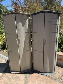 Two Rubbermaid outdoor vertical storage closets. Free for pickup.