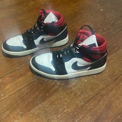 Jordan 1 Mid Black Sail Gym Red