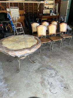Vintage Dining Table with 6 Chairs
